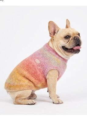 Pastel Gradient Knit Dog Sweater - Pink, Orange & Yellow